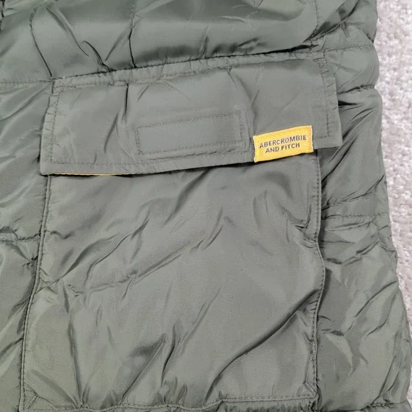 Abercrombie Fitch Women's Size Small Olive Green Quilted Reversible Puffer Vest - Picture 3 of 6